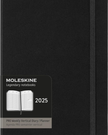 Sort Moleskine 2025 Pro Month Weekly Vertical Hardcover Notebook Black - Moleskine Hardback  - 8056999270247